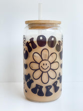 Load image into Gallery viewer, Retro Choose Happy 16oz Glass Can Cup with Bamboo Lid