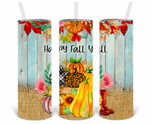 Load image into Gallery viewer, Happy Fall Y'all 20oz Insulated Tall Tumbler with Straw