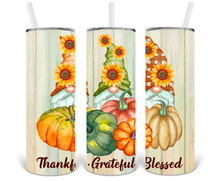 Load image into Gallery viewer, Thankful Grateful Blessed Gnome 20oz Insulated Tall Tumbler with Straw