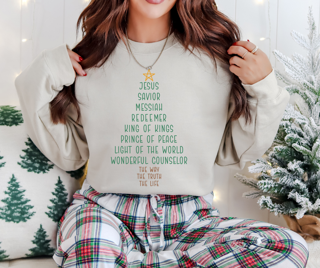 Jesus Names Tree Crewneck Sweatshirt