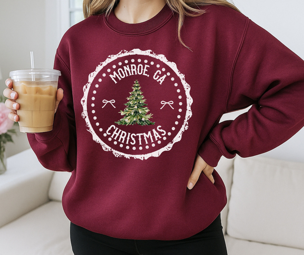 Custom Christmas Bow Circle Crewneck Sweatshirt