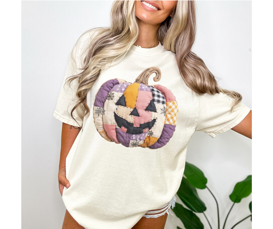 FAUX Quilted Pumpkin Graphic Tee
