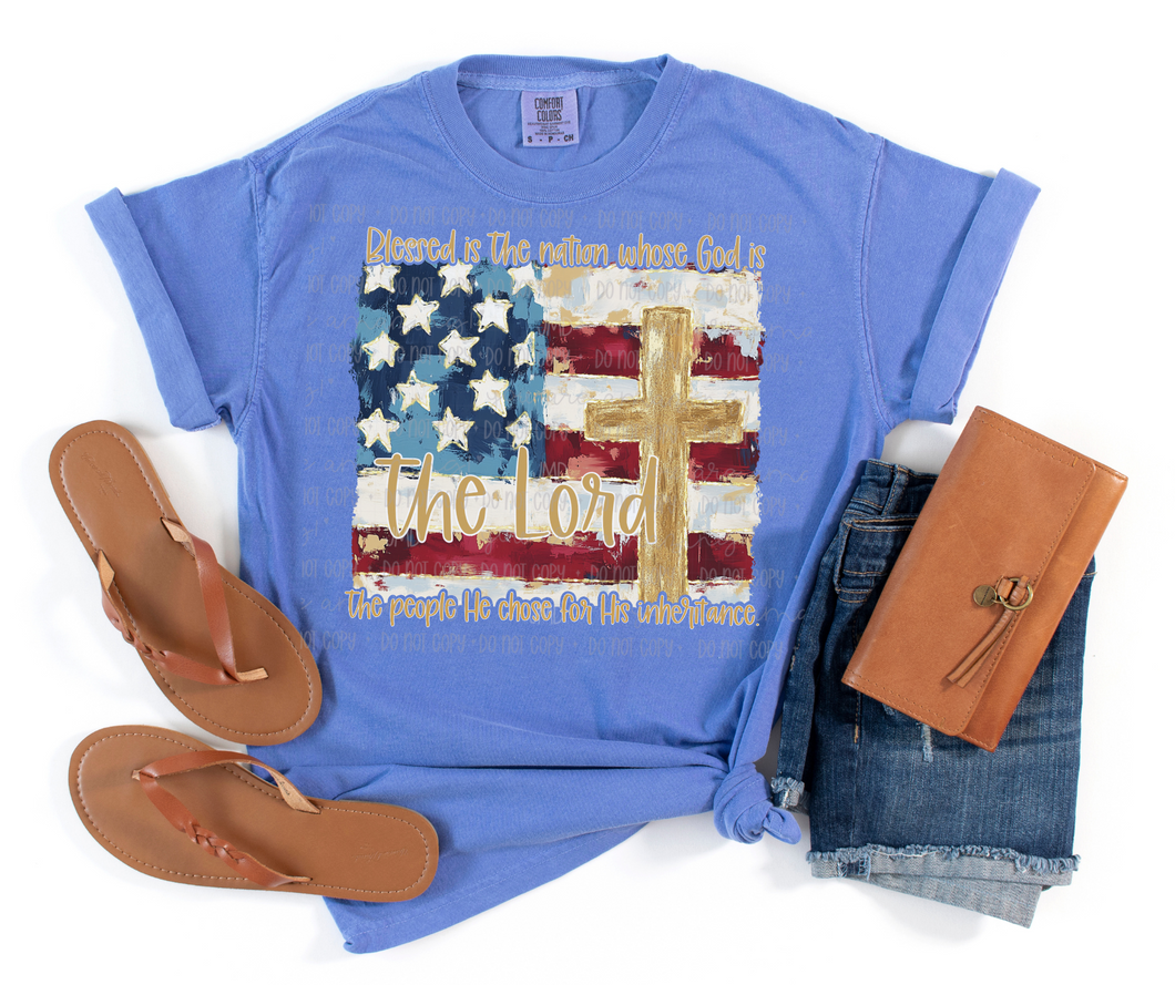 Blessed in the Nation Whose God is the Lord Graphic Tee
