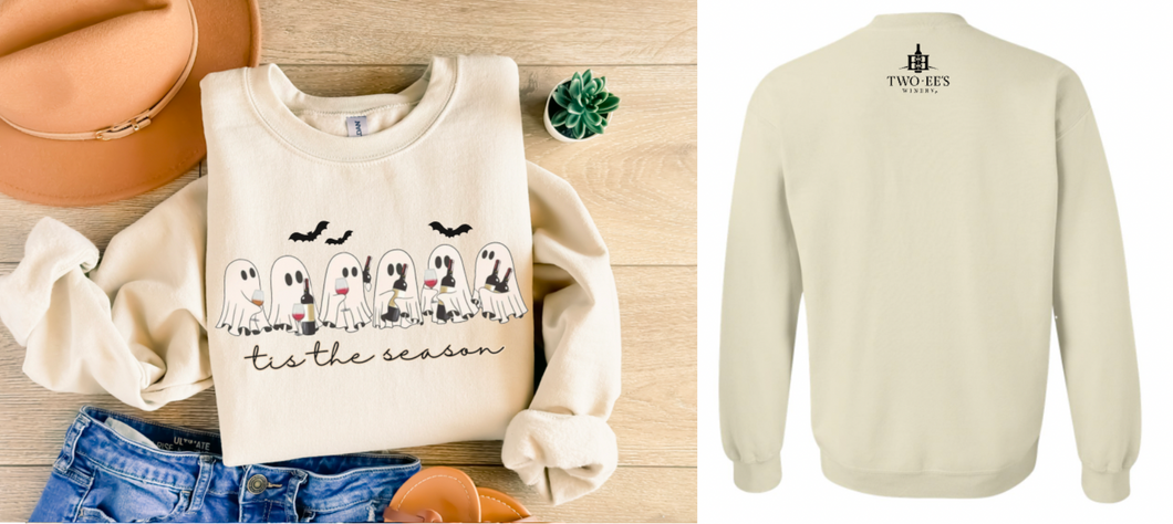 Tis the Season Ghost Wine Crewneck Sweatshirt Two EE's