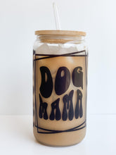 Load image into Gallery viewer, Dog Mama 16oz Glass Can Cup with Bamboo Lid
