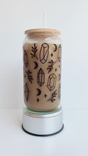 Load and play video in Gallery viewer, Crystal Wrap 16oz Glass Can Cup with Bamboo Lid

