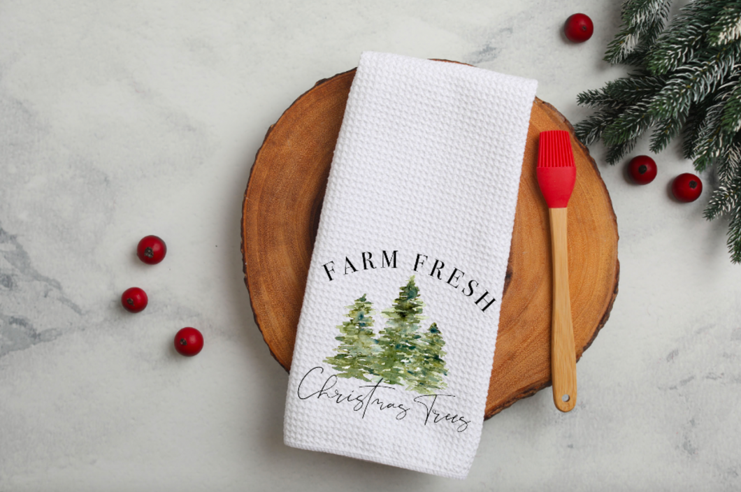 Farm Fresh Christmas Trees Waffle Weave 16