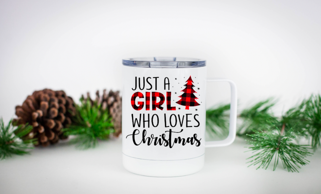 Just a Girl Who Loves Christmas 12oz Travel Mug