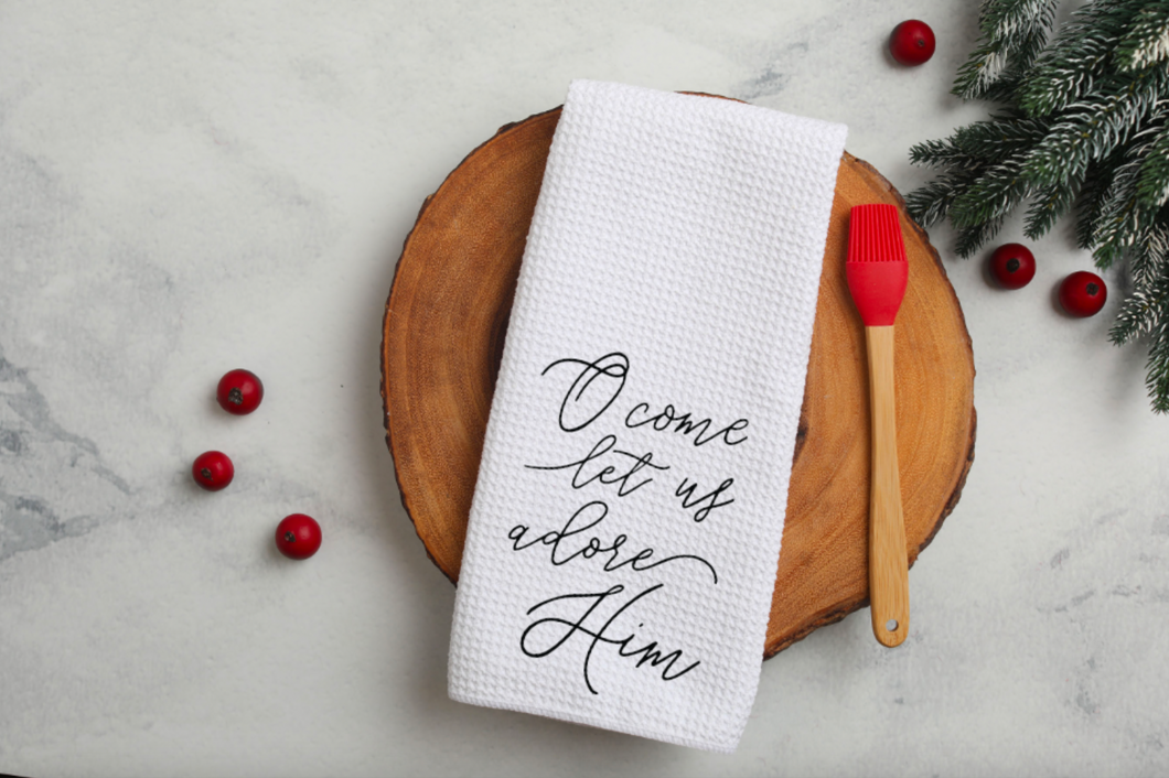 O Come Let Us Adore Him Waffle Weave 16