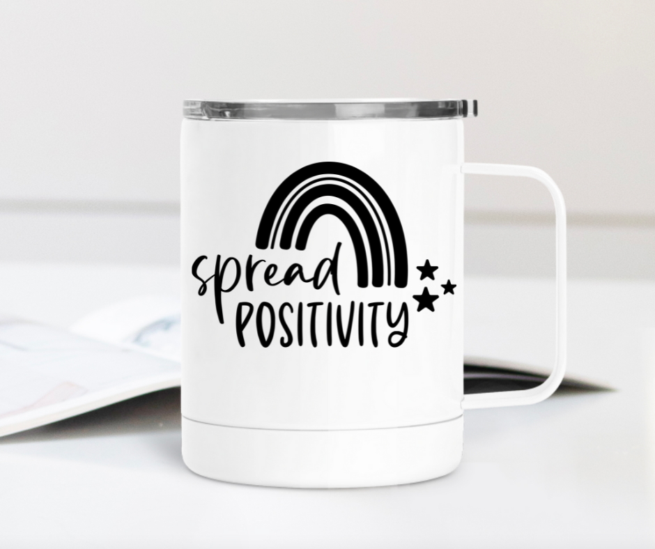 Spread Positivity 12oz Travel Mug