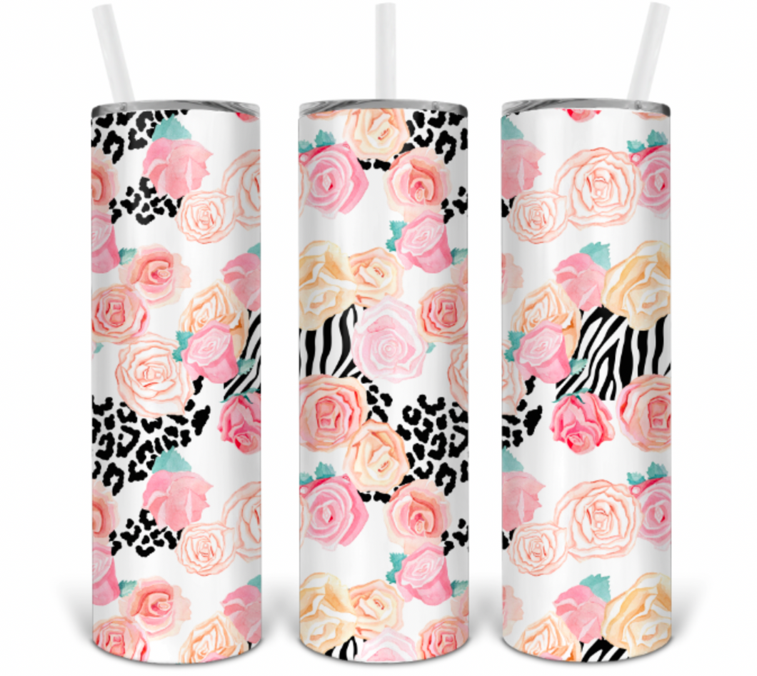 Animal Print Leopard 20oz Insulated Tall Tumbler with Straw