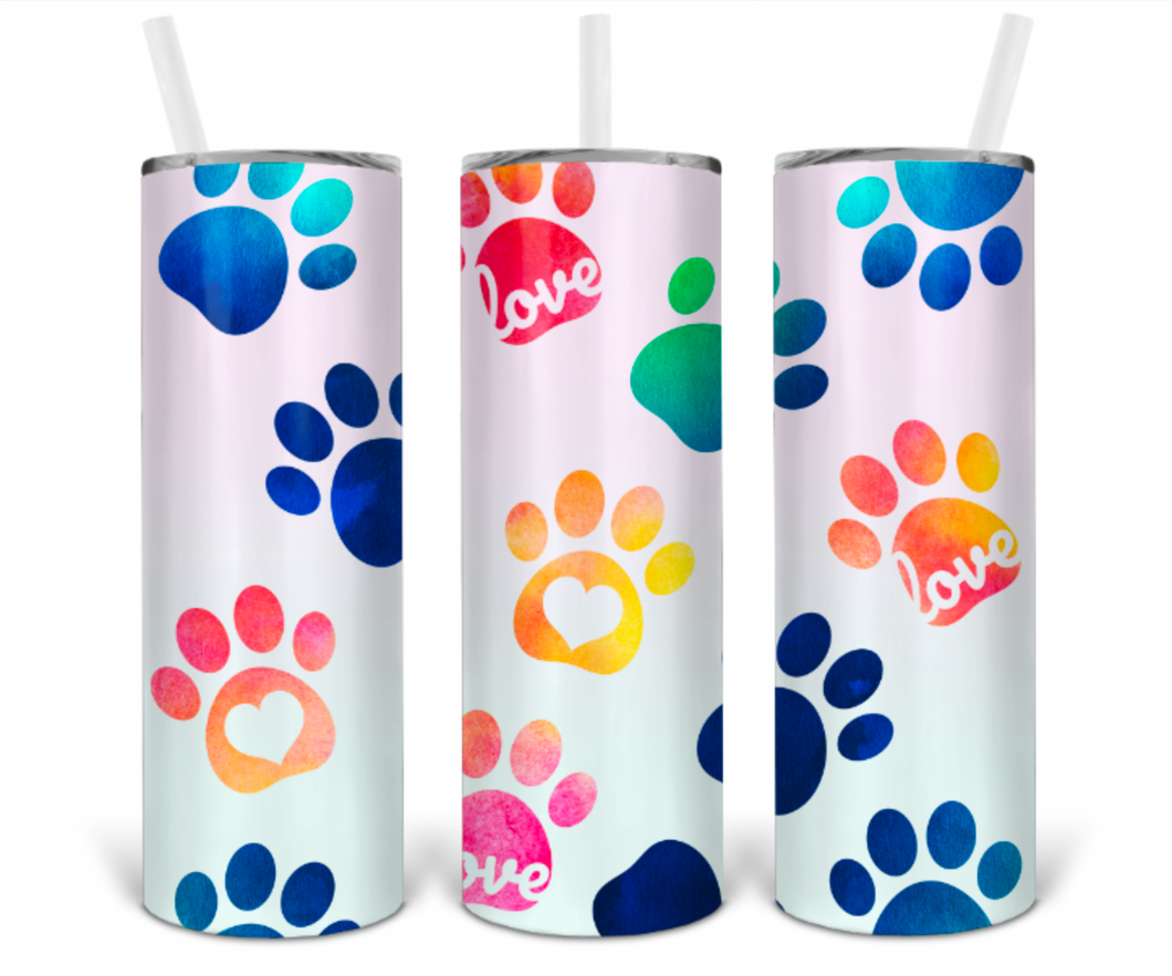 Ombre Paw Print 20oz Insulated Tall Tumbler with Straw