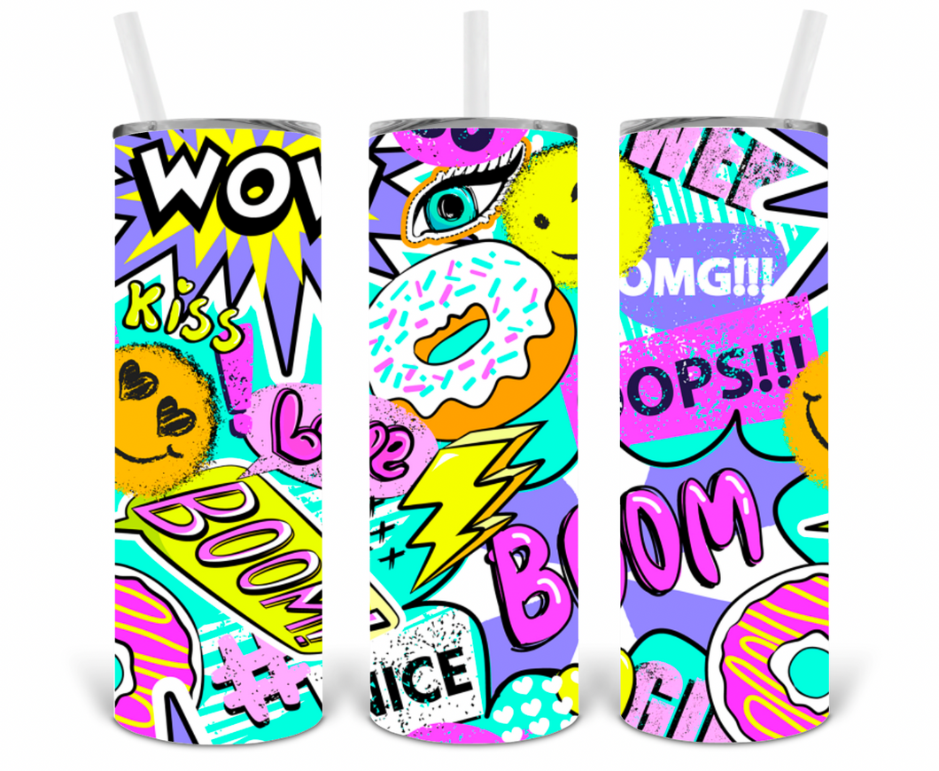 Bright Retro Vibes 20oz Insulated Tall Tumbler with Straw