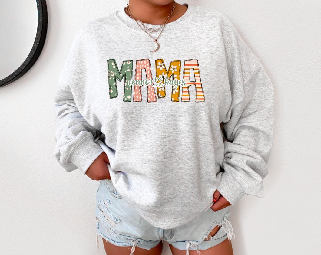 Personalized Boho Mama Crewneck Sweatshirt